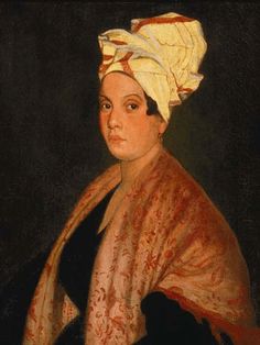 a painting of a woman with a shawl on her head