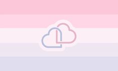 two heart shaped clouds on a pink and blue striped background