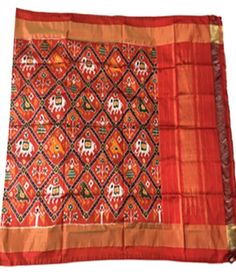 Red Silk Printed Ikkat Handloom Duppatta Red Silk, Printed Sarees, Silk Printing, Weaving, Silk, Clothes For Women, Red, Quick Saves, Clothes