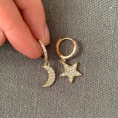 Never Worn Party Earrings With Moon And Star Charms, Moon Charm Star Shaped Party Earrings, Altard State Key Chain, Star-shaped Moon Charm Earrings For Party, Altar’d State Keychain, Altar’d State Jewelry, Moon And Star Earrings, Altard State, Star Earrings