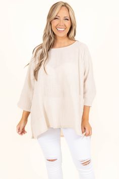 Don't think too much, you need this beauty in your wardrobe! The neutral sand beige color is just in time for the season! The functional pockets and lightweight design is great for a casual day out! We see this top paired with some skinnies or shorts for a classic chic look! 100% Cotton Casual Short Sleeve Beige Tunic, Beige Relaxed Fit Beach Tunic, Spring Sand-colored Beachwear Cover-up, Beige Long Sleeve Top For Beach Cover-up, Beachy Beige Beach Cover-up Top, Don't Think Too Much, Think Too Much, Off Shoulder Dresses, Babydoll Top