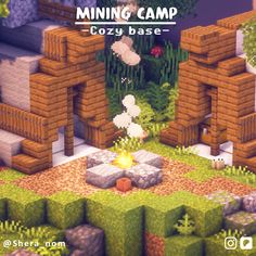 an image of a computer game with the title, mine camp cozy base