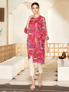 Limelight U1852SH-SSH-PNK Cambric Collection 2021 Pink Kurta With Printed Motifs For Eid, Pink Printed Kurta For Eid, Pink Sets With Printed Motifs For Spring, Pink Spring Sets With Printed Motifs, Pink Straight Kurta Lawn Suit For Eid, Pink Long Sleeve Kurta With Printed Motifs, Pink Long Sleeve Sets For Eid, Pink Long Sleeve Dabka Set, Casual Pink Kurta For Summer