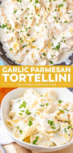 this is an image of garlic parmesan tortelli