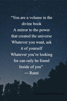 an image with the quote you are a volume in the divine book, a mirror to the power that created the universe