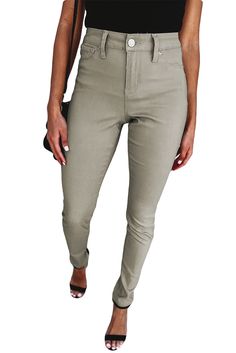 Khaki Casual Stretch High Waist Skinny Pants Non-stretch Khaki Cargo Pants, High Waist Khaki Bottoms For Fall, Spring Stretch Khaki Pants, High Waist Khaki Jeans For Work, Khaki Stretch Full Length Pants, Khaki High Waist Non-stretch Jeans, Stretch Khaki Bottoms For Fall, Khaki Stretch Ankle Pants, Stretch Khaki Ankle Pants