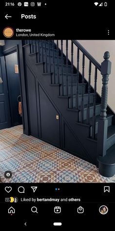 the stairs in this house are painted black