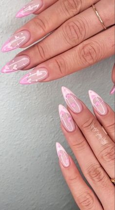 Kutek Disney, Unghie Sfumate, Classy Acrylic Nails, Almond Acrylic Nails, Soft Nails, Pink Acrylic Nails, Fire Nails, Pretty Acrylic Nails