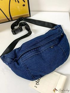 BirdinBag - Stylish Denim Shoulder Crossbody Chest Bag - Functional and Spacious Denim Waist Bag, Denim Purse, Soft Jeans, Korean Ulzzang, Chain Crossbody Bag, Waist Bags, Genuine Leather Bags, Canvas Shoulder Bag, Womens Crossbody Bag