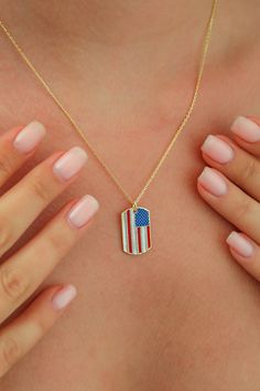 Diamond United States Flag Patriotic Necklace, Proud American Meaningful Necklace, Independence Day 4th of July Necklace, Usa Flag Jewelry Our gold diamondnecklaces are perfect choice for a Christmas, Mother's Day, valentine's day, birthday, wedding, anniversary, graduation, engagement, bridesmaid, and best friends gift. It's a good way to show appreciation to your mom, girlfriend, wife, grandmother, grandchildren, daughter, sister, best friend, boss or a co-worker. Also, a special treat just fo Patriotic Blue Necklace For Gift, Blue Patriotic Necklace For Gift, Blue Jewelry For Independence Day Gift, Patriotic Silver Jewelry For Independence Day, Personalized White Jewelry For Celebration, Patriotic Necklace, Meaningful Necklace, Proud American, Sister Best Friend