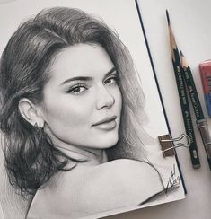 a pencil drawing of a woman's face