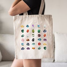 This Crystals Tote Bag is a stylish upgrade to reusable canvas tote bags. This witchy inspired, spiritual tote bag make a great reusable tote for yourself or as a gift tote.  ⚡ USA Fast Delivery. We Deliver Within A Week. ⚡ Our Tote Bags are made with 100% cotton sheeting. Add their reinforced handle stitching to the mix, and you got a reliable bag rich in both practicality and durability. These durable totes are crafted with a last technological DTG printer for a vibrant flawless finish. Tote bags will not be faded or cracked in time.Tote bags do not have any harmful substance that is why you can use it comfortably. Skip the plastic and save the planet with this aesthetic tote bag! Comes with a tracking number. The tracking number allows you to track the various stages of delivery of your Rectangular Reusable Bag For Personal Use, Large Capacity Tote Bag For Personal Use, Reusable Pouch Bags, Reusable Canvas Rectangular Bags, Reusable Rectangular Canvas Bags, Canvas Shoulder Bag As Gift, Eco-friendly Tote Bag For Personal Use, Large Capacity Canvas Pouch Bag As Gift, Large Capacity Canvas Bag For Gifts