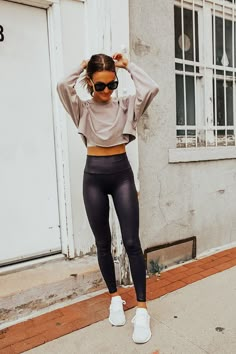 lauren sims nordstrom sale activewear Daytime Outfits Spring, Crop Top And Leggings Outfit, Workout Outfits 2023, Crop Sweatshirt Outfit, Sport Leggings Outfit, Cute Active Wear Outfits, Active Wear Outfits Summer, Cropped Sweatshirt Outfit