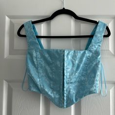 Princess Polly Size 4 Never Worn Top Blue Cropped Corset For Spring, Blue Cropped Corset For Summer, Sleeveless Blue Corset For Spring, Fitted Blue Spring Corset, Spring Blue Corset, Blue Fitted Corset For Spring, Fitted Blue Corset For Spring, Princess Polly, Color Blue