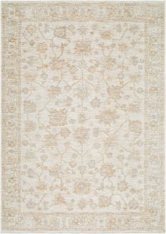 an antique rug with beige and tan colors