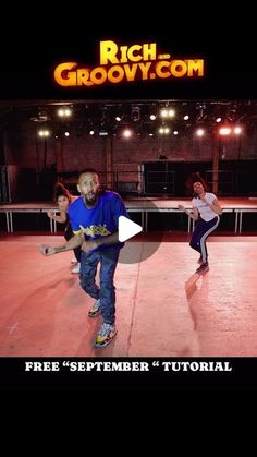 a group of people dancing on top of a dance floor with the words rich grooy com