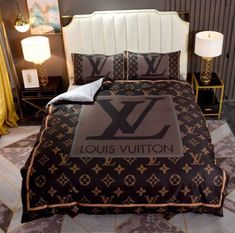 a louis vuitton bed in a bedroom