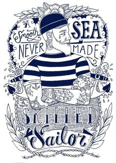 a sailor in striped shirt with lettering on it