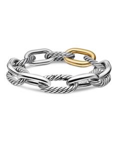 David Yurman Dy Madison Chain Bracelet in Sterling Silver with 18K Yellow Gold, 13.5mm David Yurman Bracelet, David Yurman, Bracelet Stack, Chain Bracelet, Birthday Wishes, Silver Gold, Jewelry Accessories, Yellow Gold, Bracelet