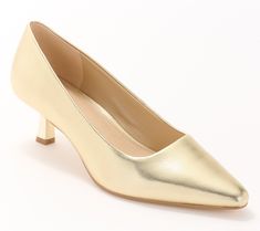 With a pointed toe and an elegant low heel, these on-trend leather pumps win big in the boardroom, during your commute, and while working the room at an event. From Marc Fisher. Gold Kitten Heels For Formal Occasions, Gold Almond Toe Kitten Heels For Formal Occasions, Pointed Court Shoes With Padded Heel For Office, Pointed Office Court Shoes With Padded Heel, Office Court Shoes With Padded Heel And Pointed Toe, Office Court Shoes With Padded Heel And Pointed Shape, Office Court Shoes With Branded Heel Counter, Elegant Business Casual Court Shoes With Deep Heel Cup, Sleek Pointed Court Shoes For Formal Occasions