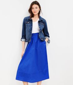 Poplin Midi Skirt Blue Long Skirt Outfit, Blue Long Skirt, Long Skirt Outfit, Petite Midi Skirt, Poplin Skirt, Best Winter Outfits, Long Skirt Outfits, Water Blue, Exclusive Clothing