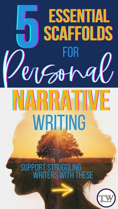 the cover of five essentials for personal narrative writing, including an image of a woman's head