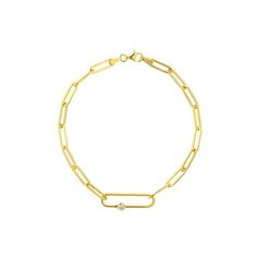 This bracelet is not only a very popular paper clip chain, it has an accent round natural mined diamond. This is an exquisite addition to your bracelet stack. The length is 7.5". Made in the USA. Metal: 14K yellow gold Luxury Gold Diamond Paperclip Bracelet, Luxury Paperclip Chain Bracelet, Elegant Gold Diamond Bracelet With Paperclip Chain, Elegant Yellow Gold Diamond Bracelet With Paperclip Chain, Elegant Gold Diamond Paperclip Bracelet, Luxury Paperclip Chain Bracelet Gift, Luxury Paperclip Bracelet For Gifts, Elegant Diamond Link Bracelet With Paperclip Chain, Everyday Yellow Gold Chain Bracelet With Diamond