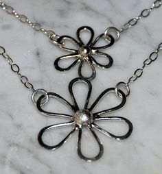 Delightful Daisy necklace by Bybella on Etsy, $72.00 Silver Hypoallergenic Flower Pendant Necklace, Hypoallergenic Silver Necklace With Flower Pendant, Hypoallergenic Silver Flower Pendant Necklace, Hand Forged Silver Dainty Necklace, Silver Hypoallergenic Flower Necklace, Silver Flower Pendant Necklace With Soldered Detail, Large Daisy, Layered Chain, Daisy Necklace