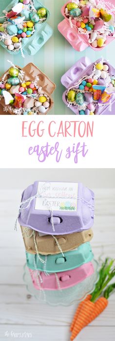 an egg carton easter gift with eggs in it