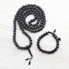 Mala Beads Stabilizing Lava Rock Mala & Bracelet Set Healing Abilities, Emotional Attachment, Wrist Mala, Large Bracelet, Small Bracelets, The Emotions, 108 Bead, Mala Bracelet, Mala Necklace