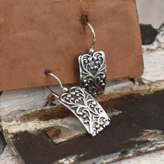 Brand new in sterling silver hook style! Take $17 OFF our already reduced price! Coupon Code: HERITAGE Ornate Engraved Sterling Silver Earrings, Lapidary Jewelry, Unique Sterling Silver Jewelry, Scroll Work, Baroque Style, French Wire, Baroque Fashion, Daily Deals, Designer Earrings