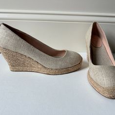 Never Worn J Crew Espadrille Wedges. Tan With A Slight Gold Shimmer. Size 8 1/2 Spring High Heel Wedge Sandals For Work, Closed Toe Wedge Sandals For Spring Workwear, Summer Workwear Wedge Sandals, Spring Workwear Wedge Heels, Closed Toe Wedge Sandals For Work, Closed Toe Espadrilles For Spring Workwear, Spring Closed Toe Espadrilles For Workwear, Casual Closed Toe Wedge Sandals For Work, Spring Workwear Closed Toe Espadrilles