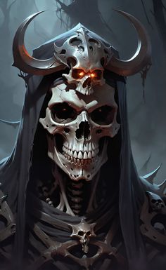 a skull with horns on it's head