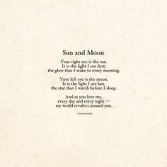 a poem written in black and white with the words sun and moon