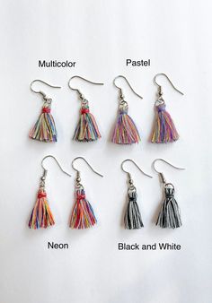 These mini tassel earrings are super cute and dainty. They are really light weight and the earrings are approximately 1 inch long. They come in 16 gorgeous colors. 4 packs- Cool Colors - Dark Green, Light Green, Light Blue, Dark Blue Warm Colors - Red, Orange, Purple, Pink Neutral - Black, White, Gray, Brown Multicolor - Neon, Pastel, Black and White, Multicolor Full Set of 16 - Dark Green, Light Green, Light Blue, Dark Blue, Red, Orange, Purple, Pink, Black, White, Gray, Brown, Neon, Pastel, Bl Neon Pastel, Multicolor Earrings, Stud Style, Macrame Earrings, Summer Earring, Custom Earrings, Green Light, Blue Dark, Cute Earrings