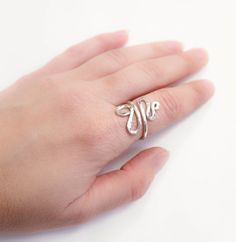 Adjustable Paisley Ring , Sterling Silver Swirl Ring, Hammered Wire Ring , adjustable ring size , mi Adjustable Minimalist Snake-shaped Rings, Minimalist Adjustable Snake-shaped Ring, Minimalist Adjustable Snake Shape Rings, Handmade Adjustable Snake Shape Rings, Adjustable Spiral Snake Ring As Gift, Middle Finger Ring, Rustic Rings, Casual Rings, Infinity Jewelry