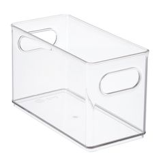 a clear plastic storage container with handles