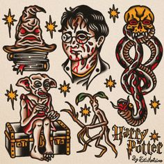 harry potter temporary tattoos on a white background