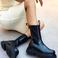 Jazz Platform Military Chelsea Boots – watereverysunday Novo Post, Styling Chelsea Boots, Military Style Boots, Platform Chelsea Boots, Platform Heels Chunky, Black Chelsea Boots, Platform Ankle Boots, Chunky Boots, Boots Fall