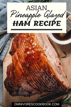 Try this Asian-Inspired Pineapple Glazed Ham recipe. This holiday season, try our Asian-Inspired Pineapple Glazed Ham. The glaze is made from brown sugar and pineapple juice, with ginger and garlic. It is super easy to prepare and a perfect for your holiday meal. Juice With Ginger, Pineapple Glazed Ham, Pineapple Glaze, Ham Glaze Recipe, Asian Dinner Recipes, Asian Dinners, Best Chinese Food, Authentic Chinese Recipes, Glazed Ham