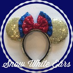 a red, white and blue minnie mouse ears with sequins