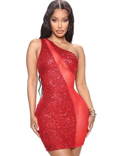 Material: Made of 90-95% polyester & spandex. Sexy and comfortable to wear.Features:Sleeveless. one shoulder. solid color. patchwork. mesh. see-through. sequin. glitter. mini dresses. Red Strapless Sequin Dress For Party, Red Strapless Sequin Party Dress, Red Mini Dress With Asymmetrical Neckline For Party, Red Strapless Sequin Dress For Party Season, Red One-shoulder Mini Dress For Club, Red One Shoulder Summer Dress For Party, Red One-shoulder Club Mini Dress, Red One Shoulder Dress For Summer Party, Red Summer Sequin Dress With Contrast Sequins