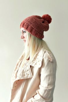 Womens Hand Knitted Pompon Beret Sienna by LoveandKnit on Etsy, $35.00 Knit Hats For Fall, Bohemian Knitted Hat For Fall, Knit Hats For Fall One Size, Knit Hat For Fall, One Size, Crochet Hats For Fall, One Size, Soft Knit One Size Bonnet For Fall, Bohemian Knitted Fall Hat, Crochet Hat For Fall, Fall Soft Knit One-size Bonnet