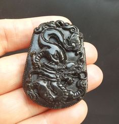 "Carved chinese Jade Pendant, The Chinese zodiac features 12 animals in the sequence of Rat, Ox, Tiger, Rabbit, Dragon, Snake, Horse, Sheep, Monkey, Rooster, Dog, and Pig 1.Material: natural black green jade stone, 2.Size of bead:approx 47mmx32mmx7mm in size. 3 , this price is 1pendant. 4. fit make earring /brooch/pendant/necklace ect jewelry, 5.If you have speical requests, I'll be happy to do it for you. 6.Returns:I accept returns. 1)Send me an email within 7 days and let me know the item is b Black Jewelry With Dragon Design Collectible, Collectible Black Jewelry With Dragon Design, Chinese Jade Pendant, Earring Brooch, Dragon Snake, Black Jade, Mythical Animal, Talisman Necklace, Chinese Jade