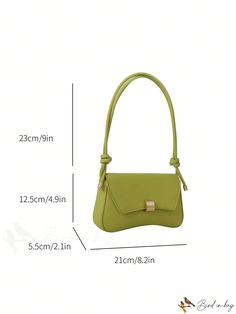 BirdinBag - Green Flap Bag with Metal Embellishments - Petite and Stylish Green Flap Shoulder Bag For Daily Use, Office-appropriate Green Flap Bag With Detachable Handle, Green Flap Bag With Gold-tone Hardware For Travel, Green Crossbody Flap Bag With Detachable Handle, Green Flap Bag With Gold-tone Hardware For Daily Use, Metal Embellishments, Baguette Bag, Word Wrap, Metal Accents