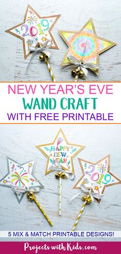 new year's eve wand craft with free printables