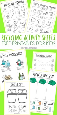 printable recycling worksheets for kids to help them learn how to recycle