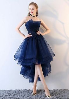 Navy Blue High Low Tulle Modest Short Prom Dress,Sexy Cocktail Homecoming Dress,Charming Party Dress,896 sold by muttie dresses on Storenvy Gaun Tulle, Modest Shorts, Cocktail Party Outfit, 파티 드레스, Cocktail Sauce, Blue Evening Dresses, Evening Dresses Short, فستان سهرة, Short Prom Dress