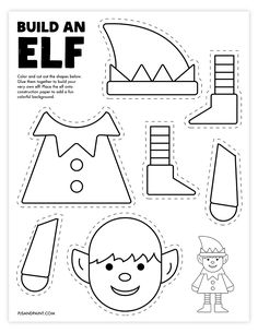 an elf cut out from paper with the words build an elf on it