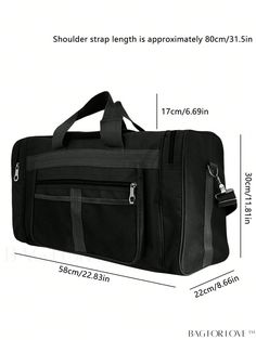 BagForLove - Versatile Sports Duffle Bag - Ideal for Gym, Leisure, and Travel - Handbag Product Description Color Black Pattern Type Plain Material Polyamide Composition 100% Nylon Size Chart INCH CM Bag Length Strap Length Bag Width Bag Height Handle Height Size 11.8 inch 31.5 inch 8.7 inch 22.8 inch 6.7 inch one-size Bag Length Strap Length Bag Width Bag Height Handle Height Size 30 cm 80 cm 22 cm 58 cm 17 cm one-size Details Pictures Similar Products h2 { text-align: center; } /* æ¢è¡ */ li{ white-space: normal; word-break: break-all; word-wrap: break-word; } .red-box { width: 100%; display: flex; flex-direction: row; flex-wrap: wrap; justify-content: center; } .red-box > div { width: 190px; height: 250px; margin: 10px; } .red-box > div > a > img { width: 190px; height: 250px; } .size Travel Handbags, Word Wrap, Travel Companion, Sport Bag, Black Pattern, Luggage Bags, Stylish Design, Army Green, Travel Bags